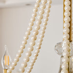 Glamour Pearl Crystal Chandelier with Gold Frame and Clear Shades