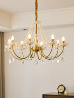 Glamour Pearl Crystal Chandelier with Gold Frame and Clear Shades