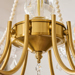 Glamour Pearl Crystal Chandelier with Gold Frame and Clear Shades