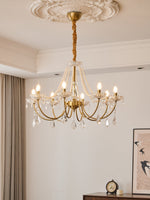 Glamour Pearl Crystal Chandelier with Gold Frame and Clear Shades