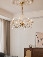 Glamour Pearl Crystal Chandelier with Gold Frame and Clear Shades