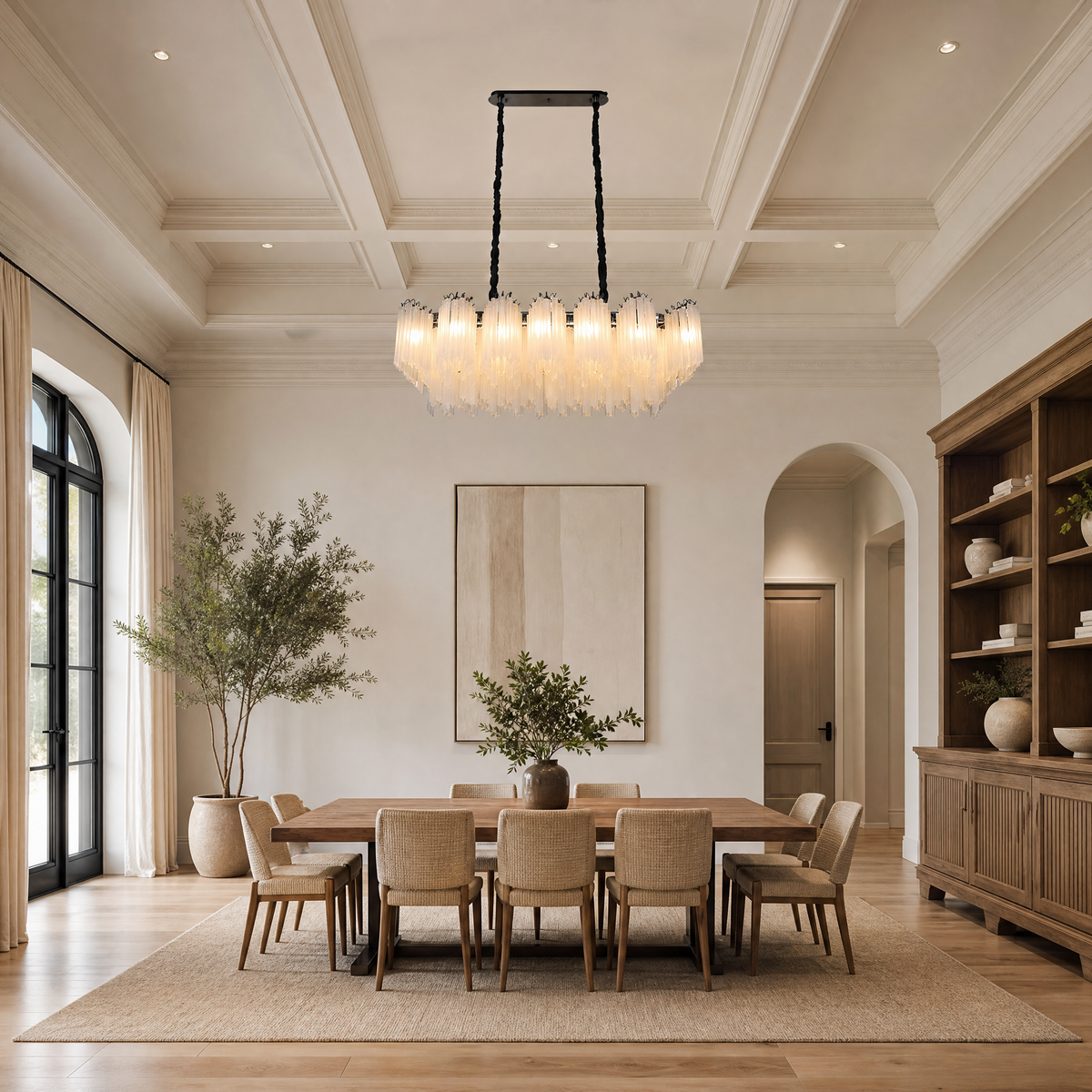 Glass Rod Linear Chandelier