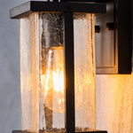 Glass Wall Sconce Craftsman Sand Black Iron Seeded Glass 1-Light 11.0"H for Porch