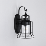 Glass Wall Sconce Industrial Black Iron 1-Light 15.7"H