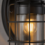 Glass Wall Sconce Industrial Black Iron 1-Light 15.7"H