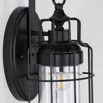 Glass Wall Sconce Industrial Black Iron 1-Light 15.7"H
