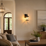 Glass Wall Sconce Nautical Sand Black Die-cast Aluminum 1-Light for Porch Patio