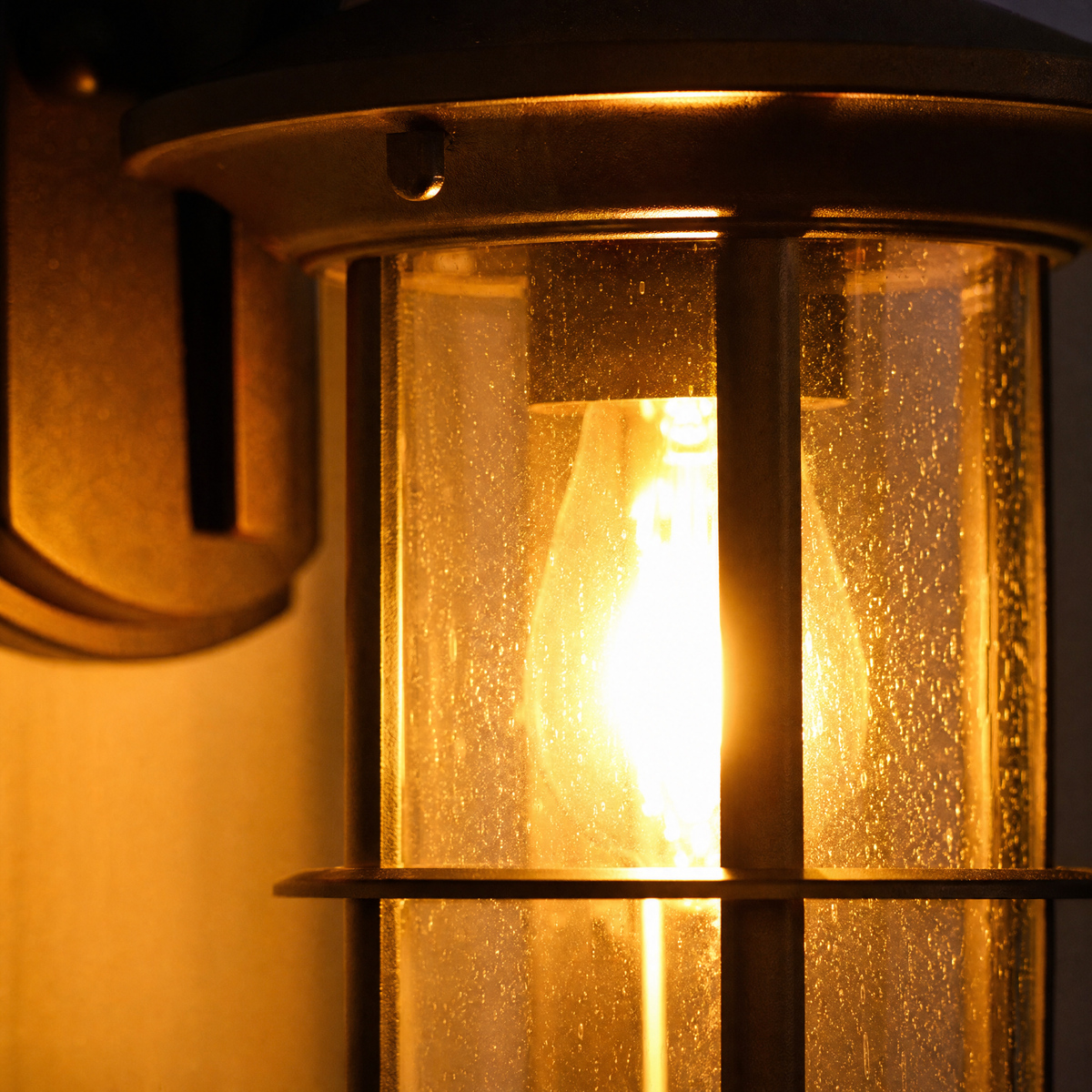 Glass Wall Sconce Nautical Sand Black Die-cast Aluminum 1-Light for Porch Patio