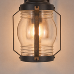 Glass Wall Sconce Traditional Sand Black Iron 1-Light 12.6"H for Porch Patio