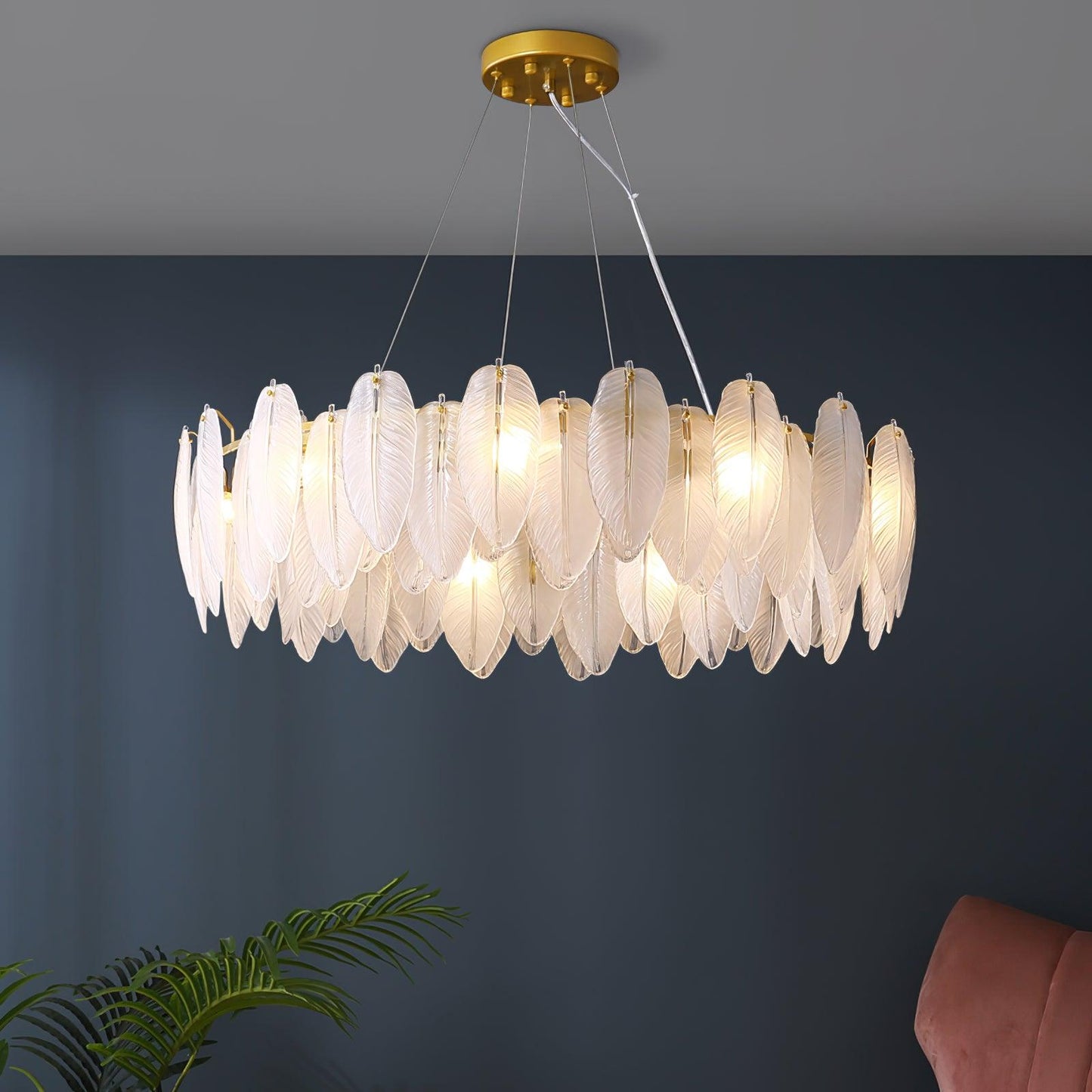 Glass Feather Chandelier - YIOSI