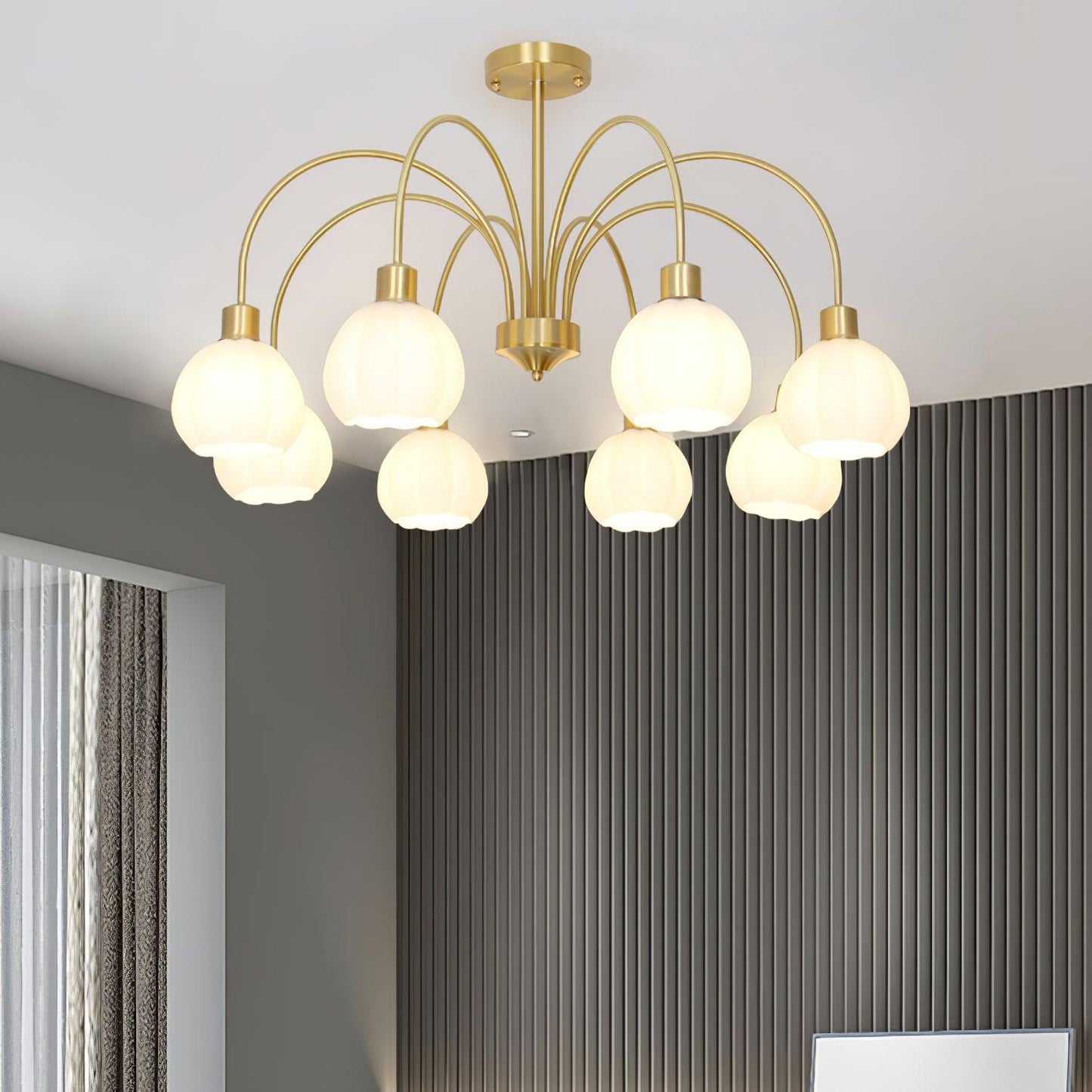 Glass Pumpkin Gold Chandelier - YIOSI