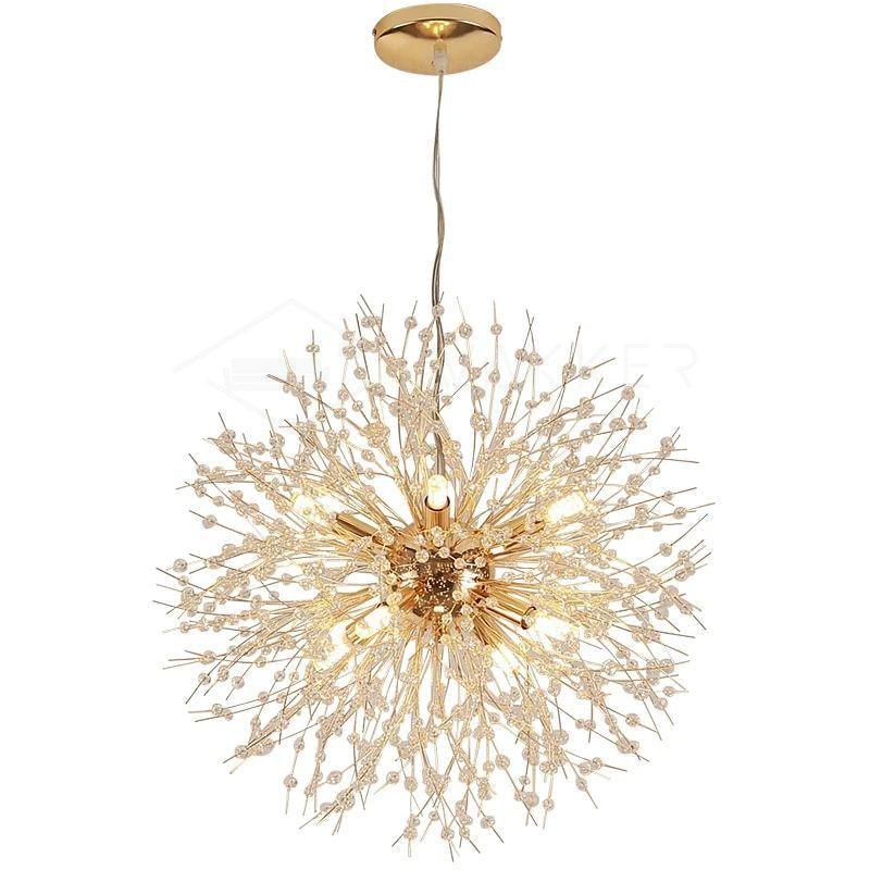 Elegant Gold Crystal Dandelion Chandelier with LED Lights
