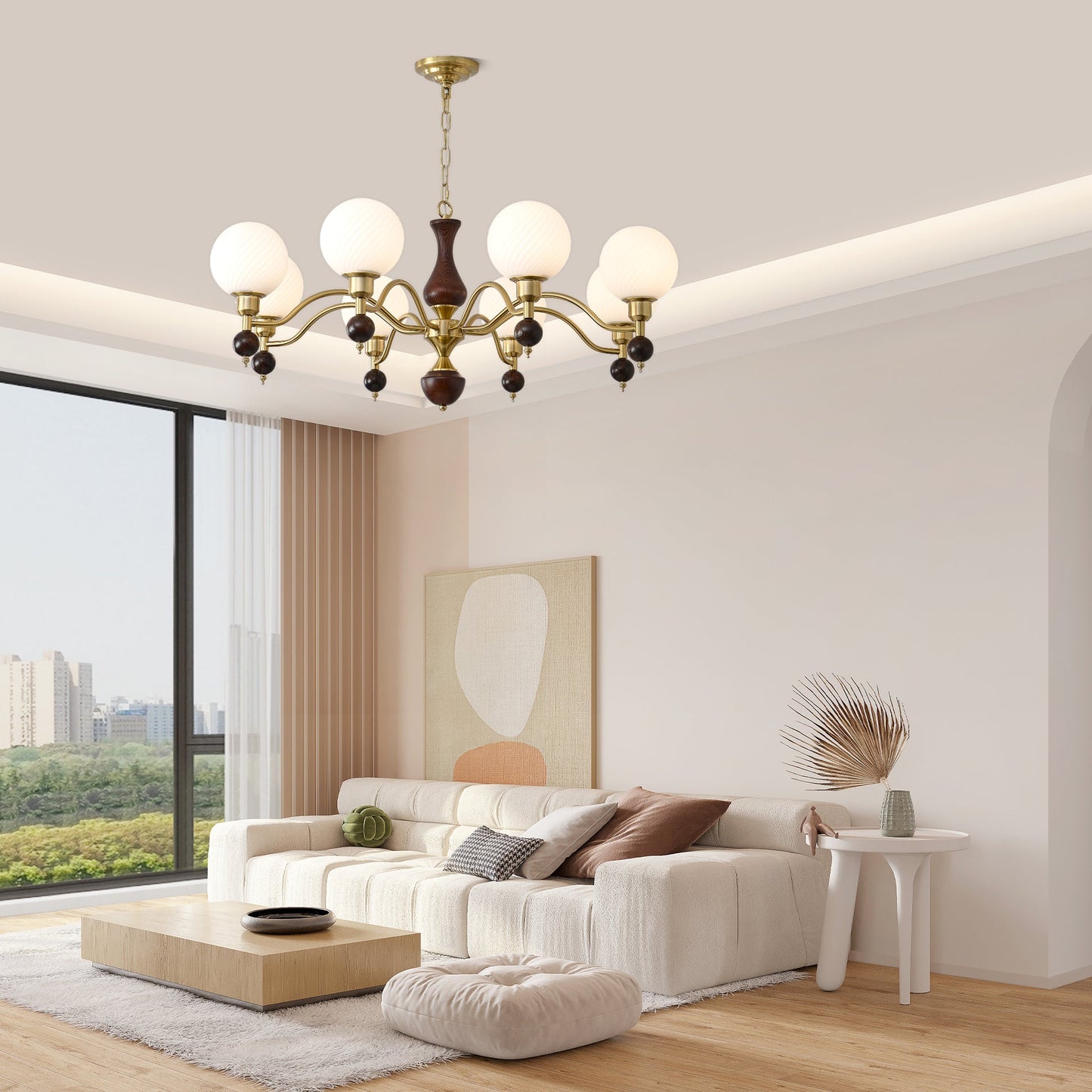 Globe Orb Wood Chandelier - YIOSI
