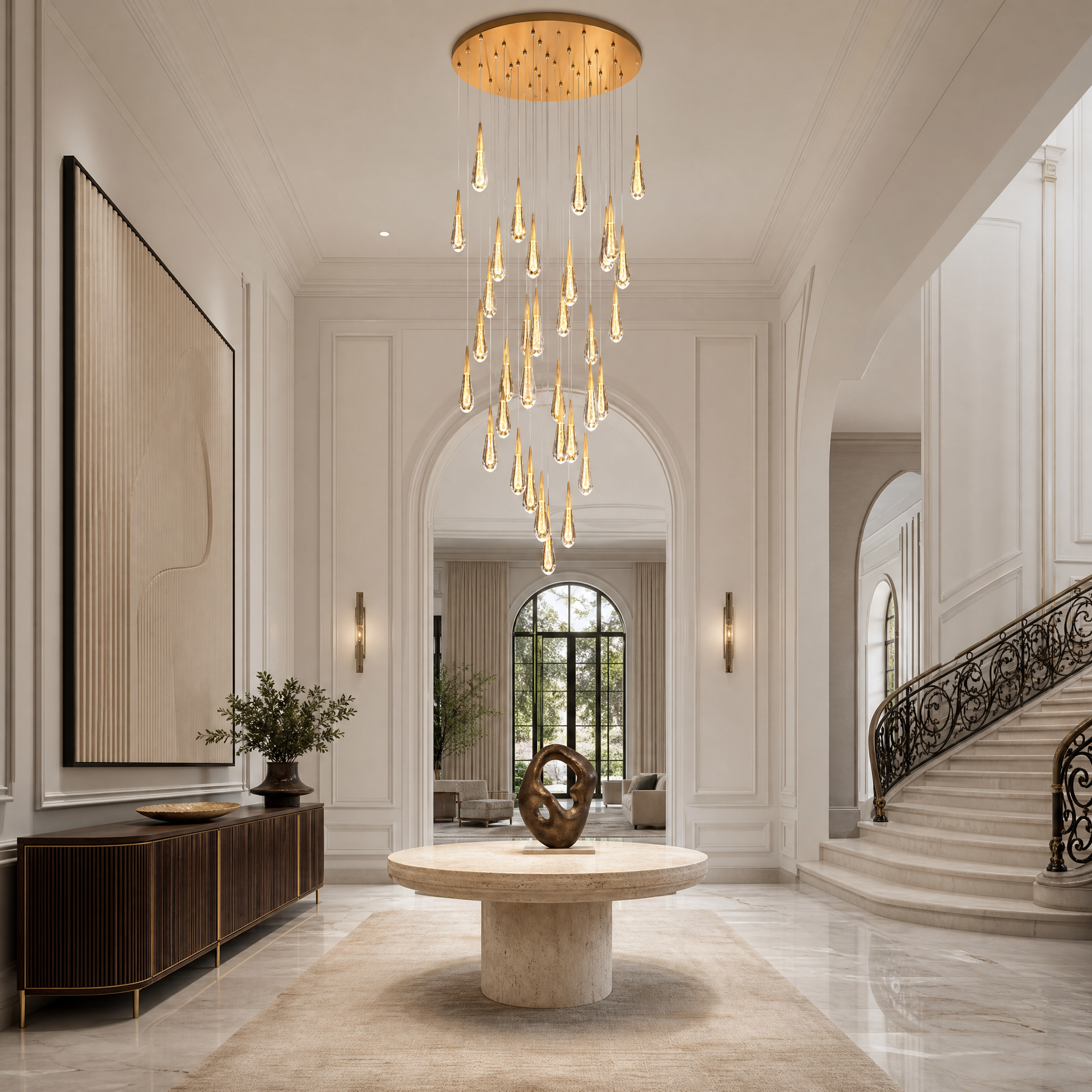 Goccia Glass Raindrop Round Chandelier