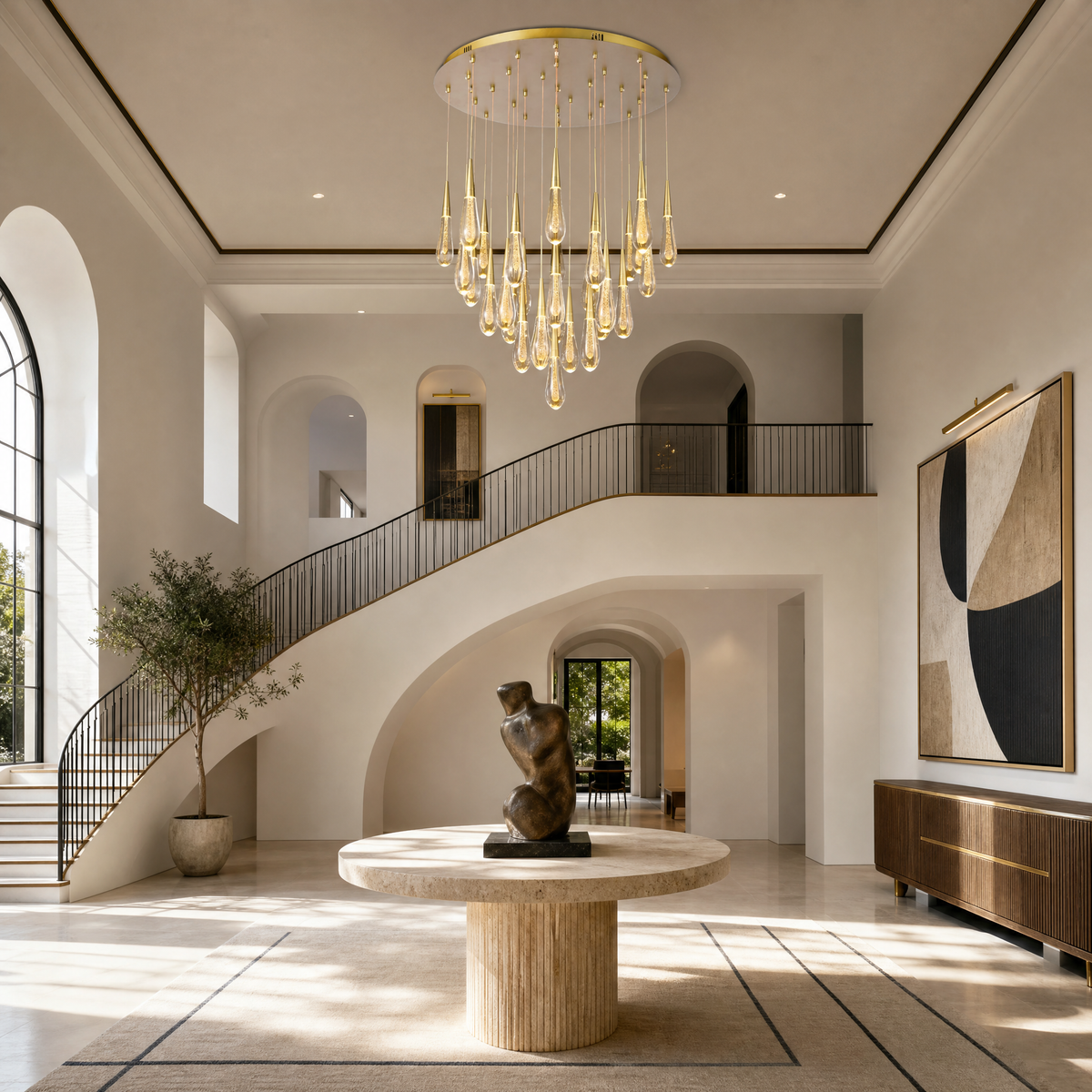Goccia Glass Raindrop Round Chandelier