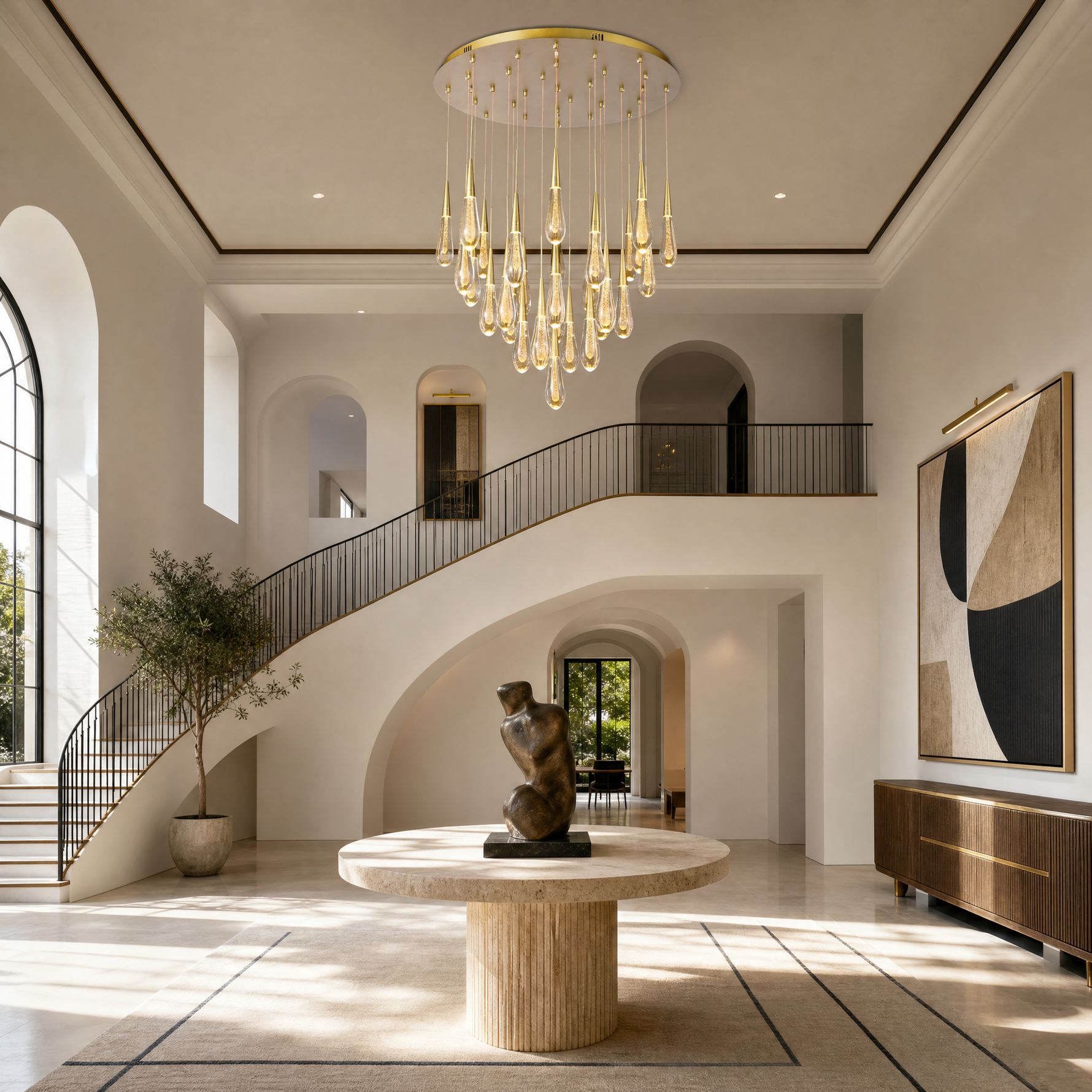 Goccia Glass Raindrop Round Chandelier