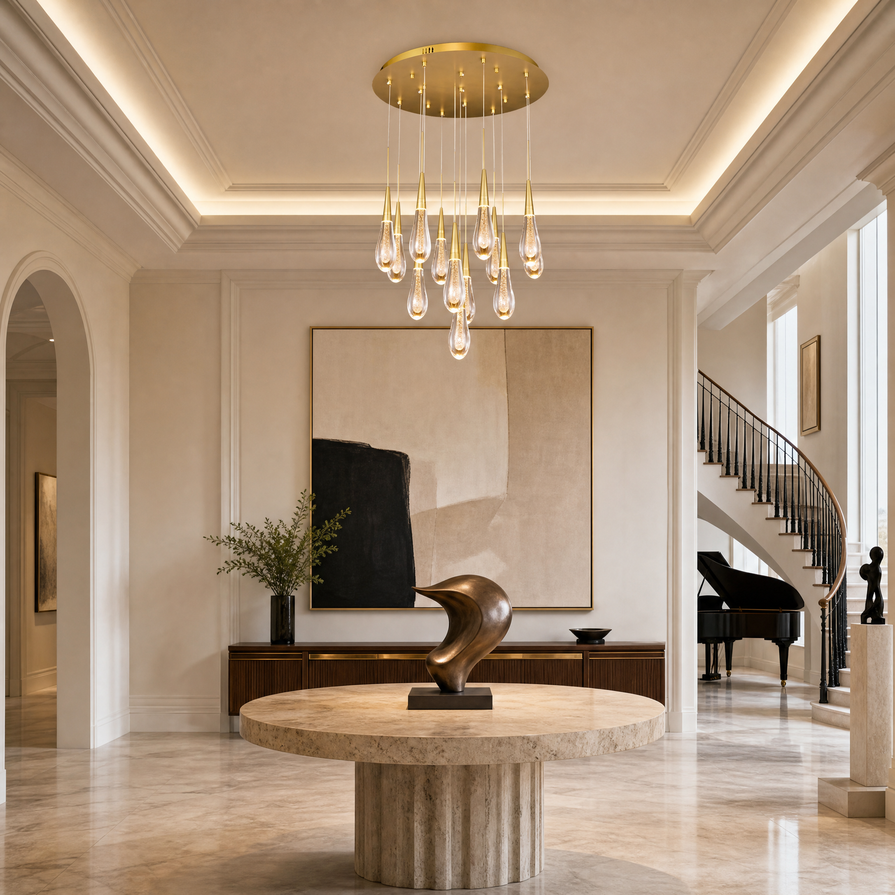 Goccia Glass Raindrop Round Chandelier