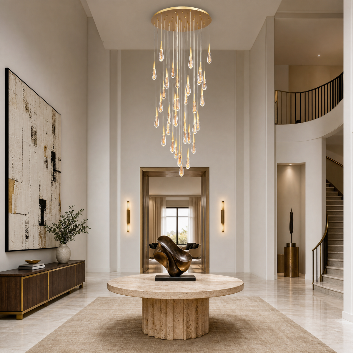 Goccia Glass Raindrop Round Chandelier