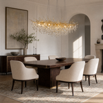 Gold Metal and Clear Crystal Teardrop Waterfall Chandelier