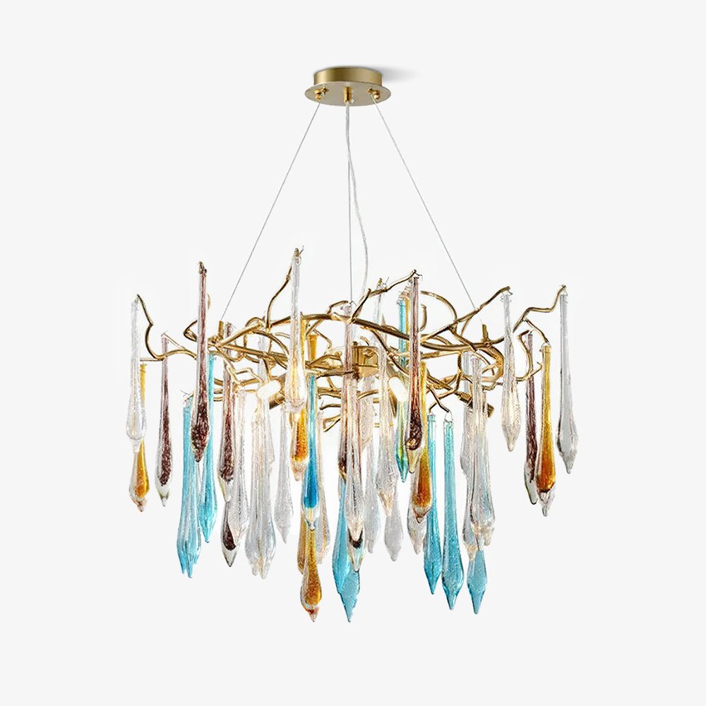 Gold Round Teardrop Chandelier - YIOSI