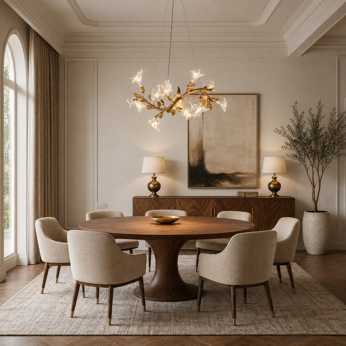 Golden Lily Glass Branch Chandelier