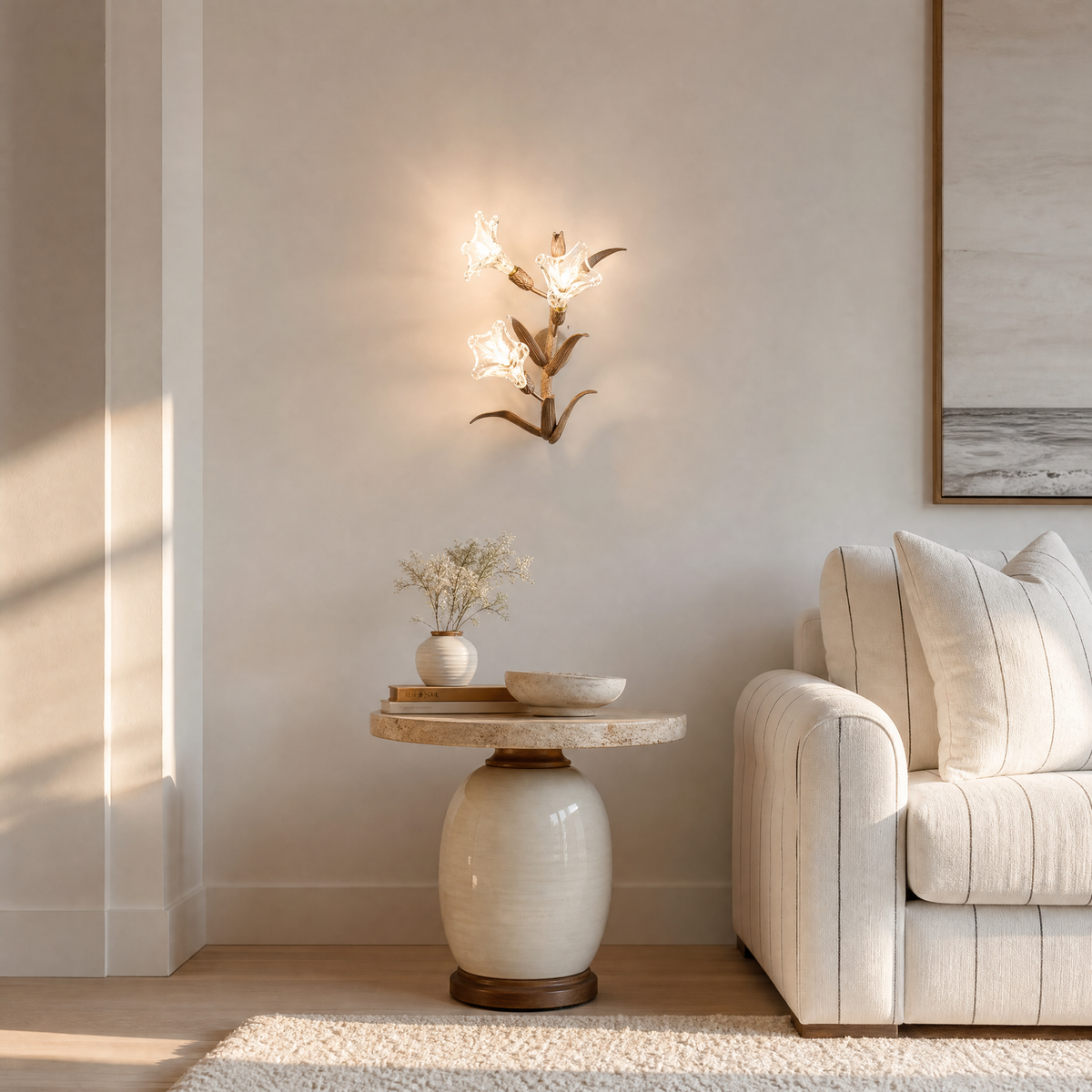 Golden Lily Glass Wall Sconce
