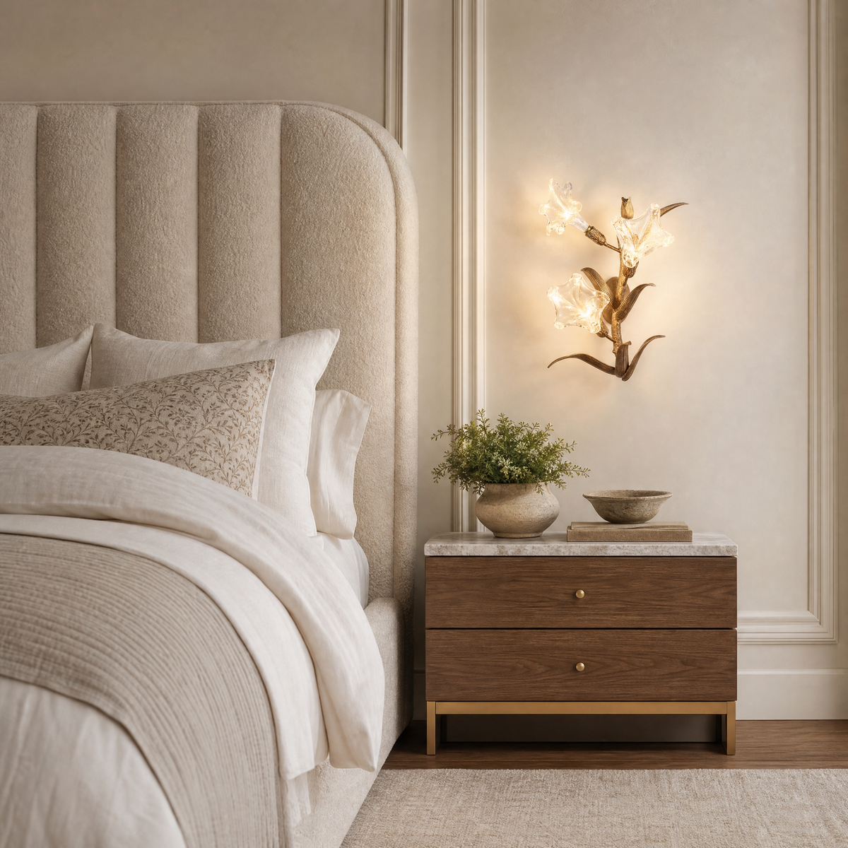 Golden Lily Glass Wall Sconce