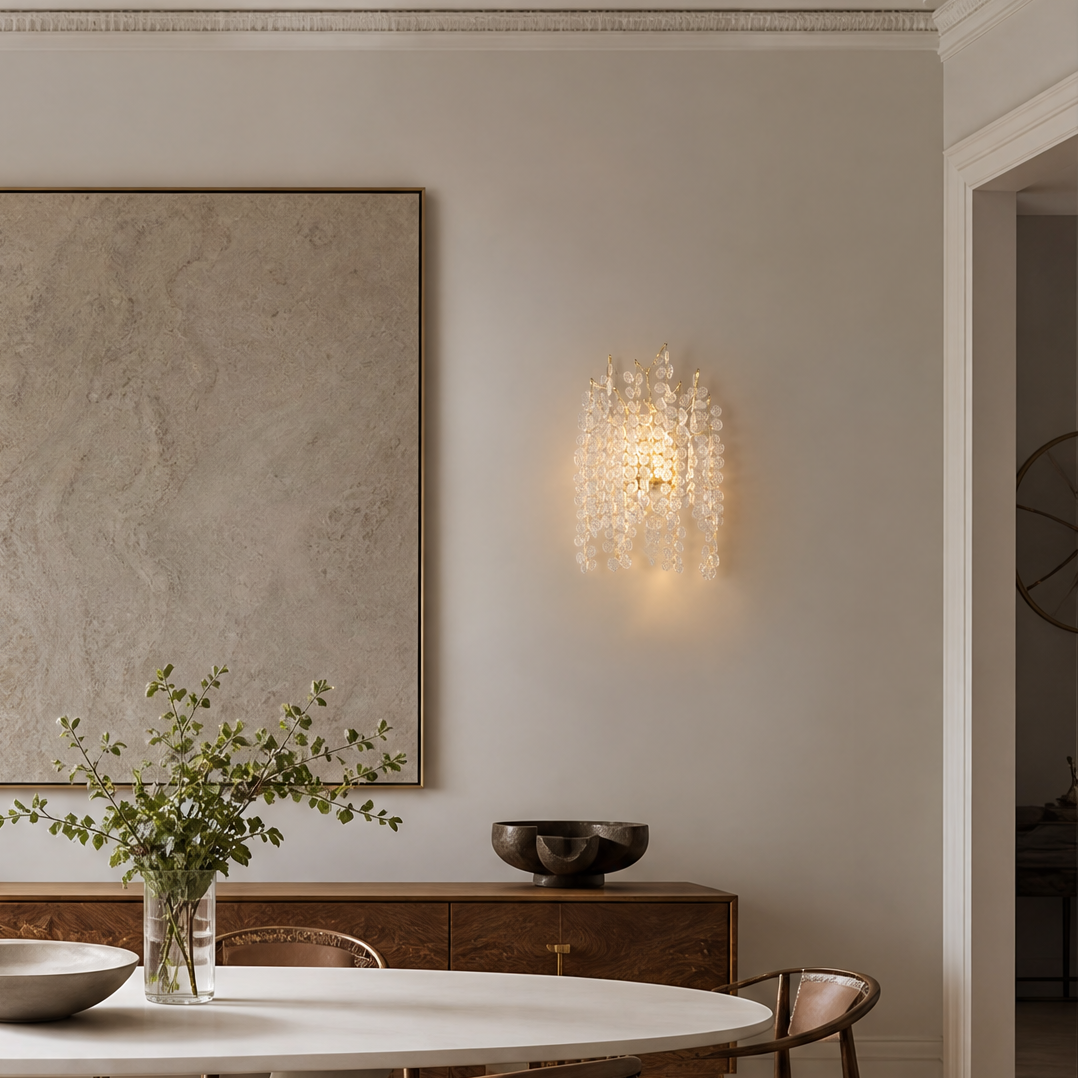 Golden Willow Crystal Wall Sconce