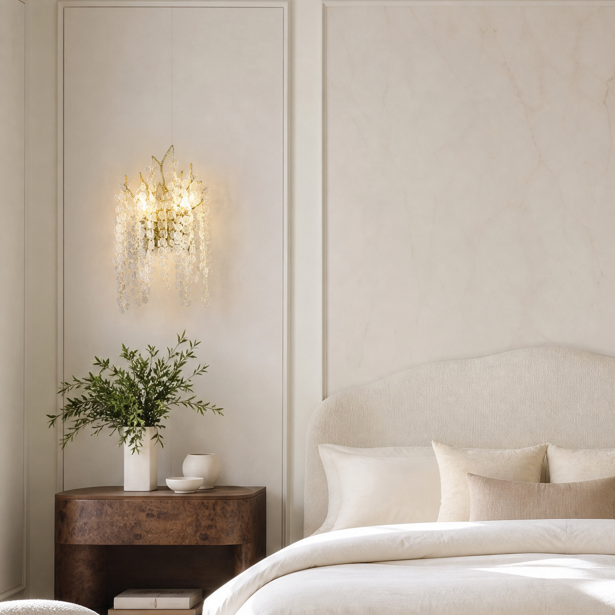 Golden Willow Crystal Wall Sconce