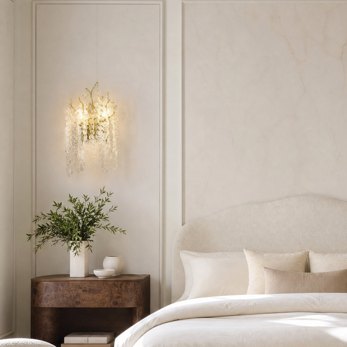 Golden Willow Crystal Wall Sconce