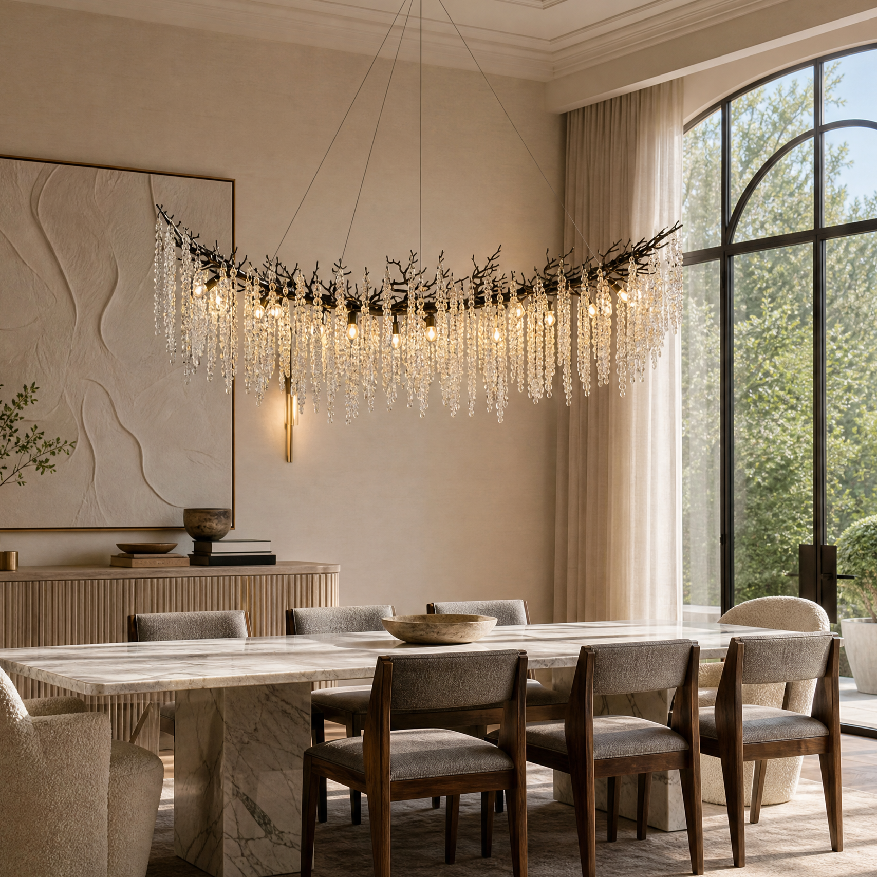 Grape Cluster Branch Chandelier 110cm - Black