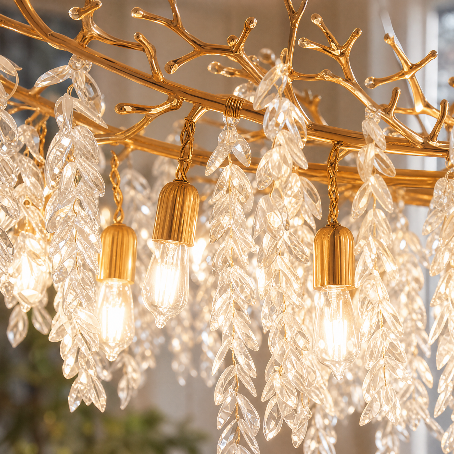 Grape Cluster Branch Chandelier 110cm - Copper
