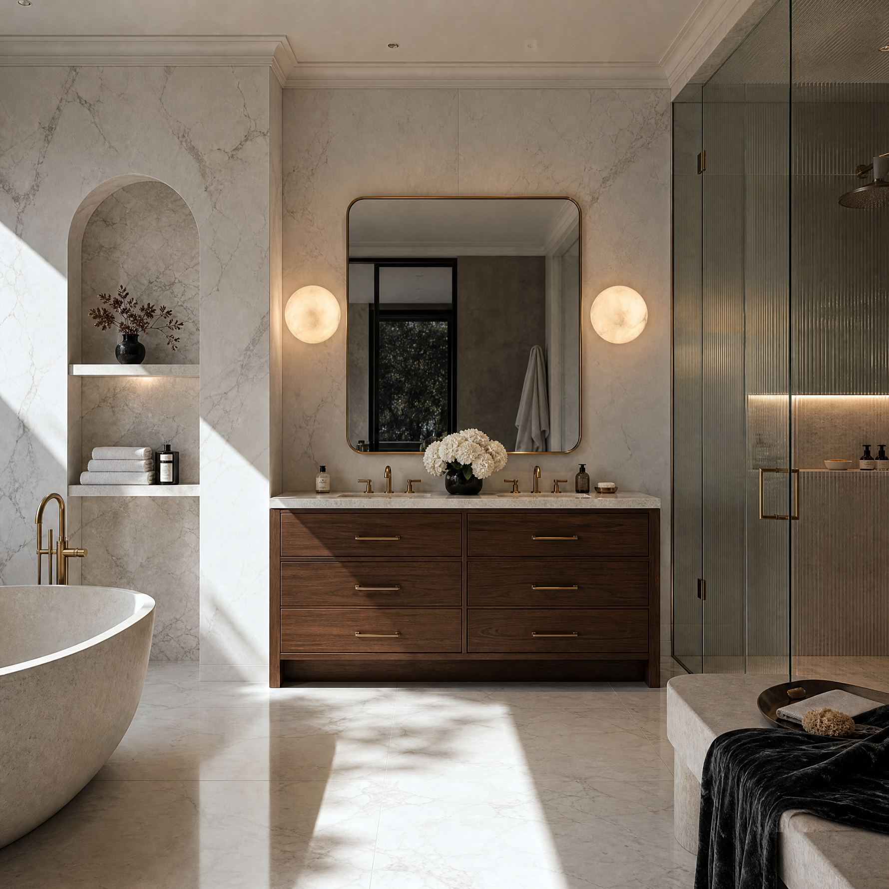 Greta Modern Alabaster Round Wall Sconce