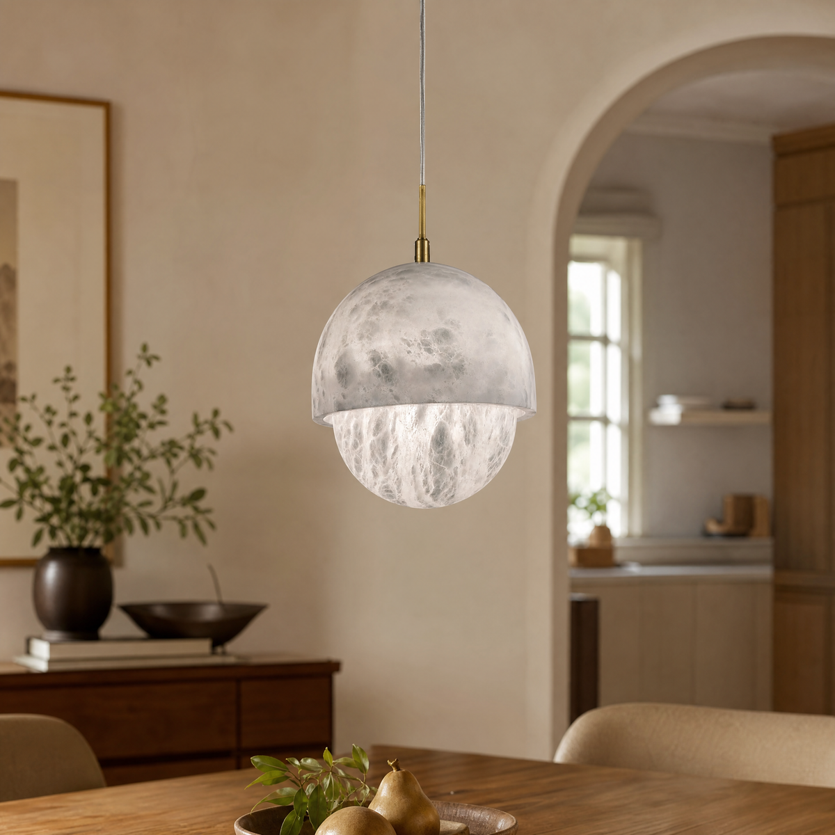 Half-Dome Alabaster Pendant Light