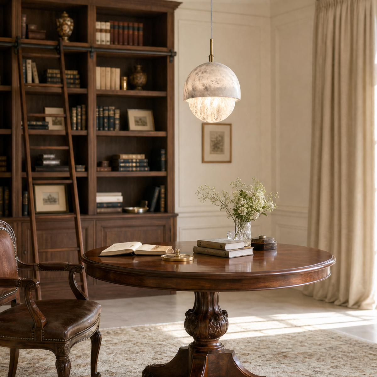 Half-Dome Alabaster Pendant Light