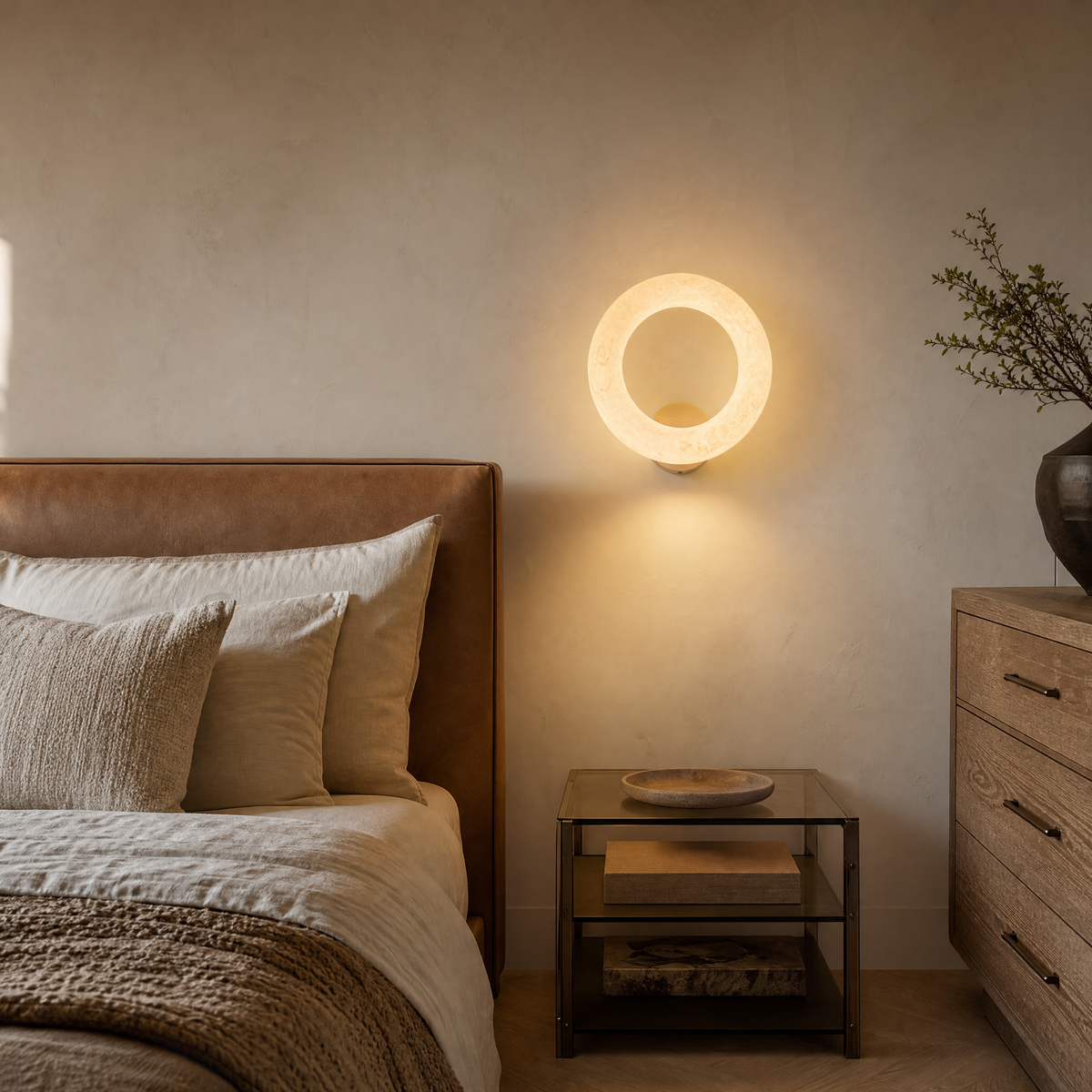 Halo Ring Glowing Ring Alabaster Wall Sconce