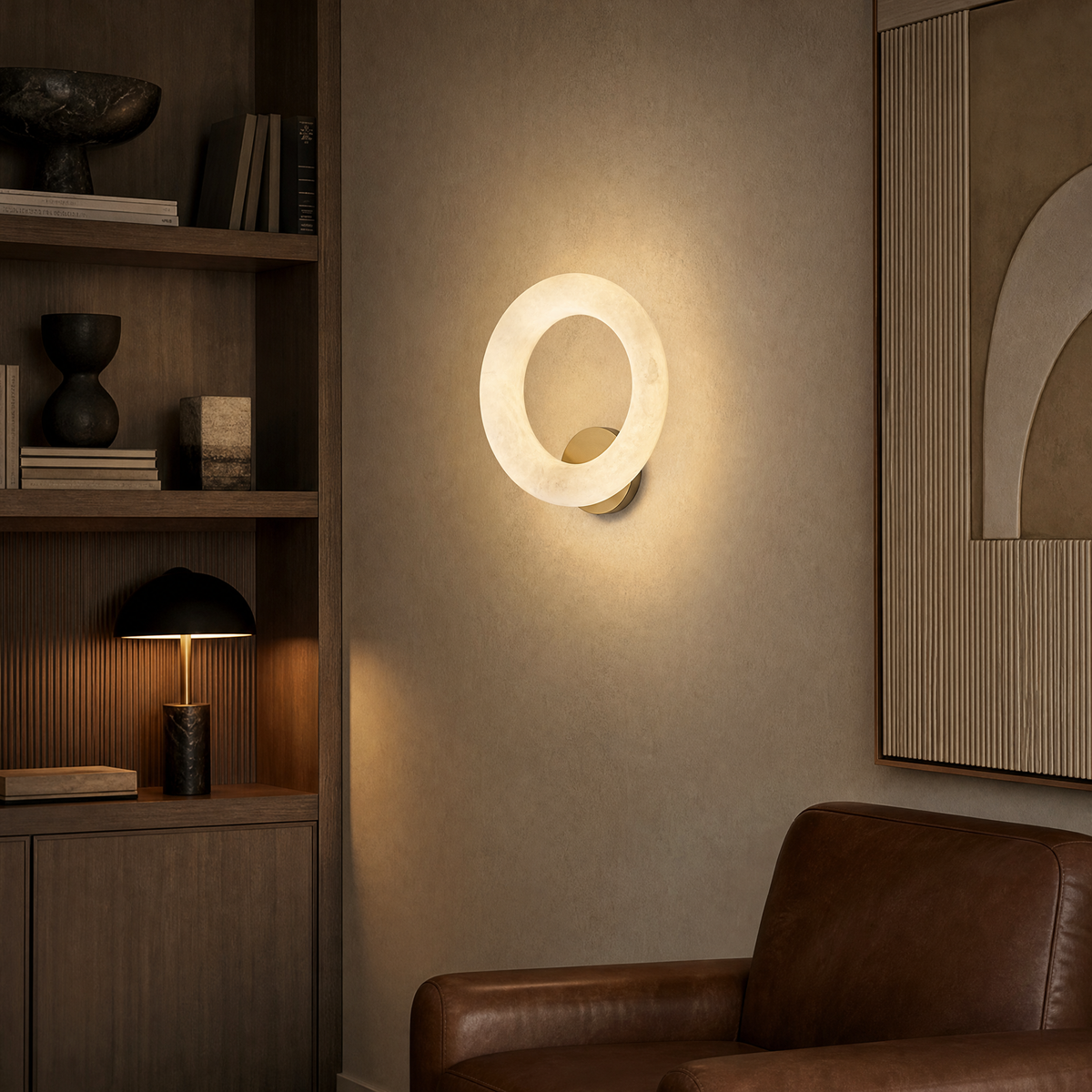 Halo Ring Glowing Ring Alabaster Wall Sconce