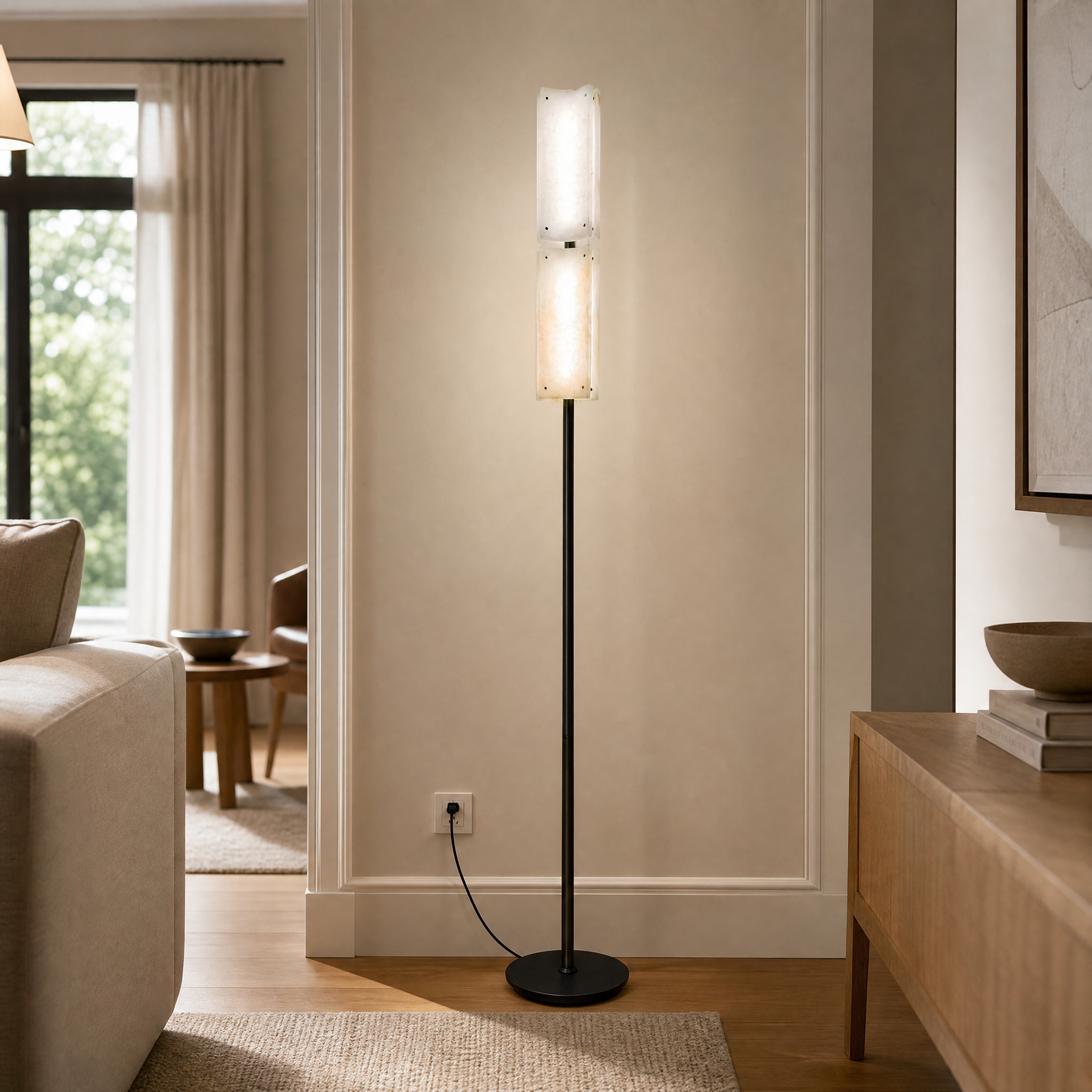 Harmon Modern Alabaster Floor Lamp 65.4" H