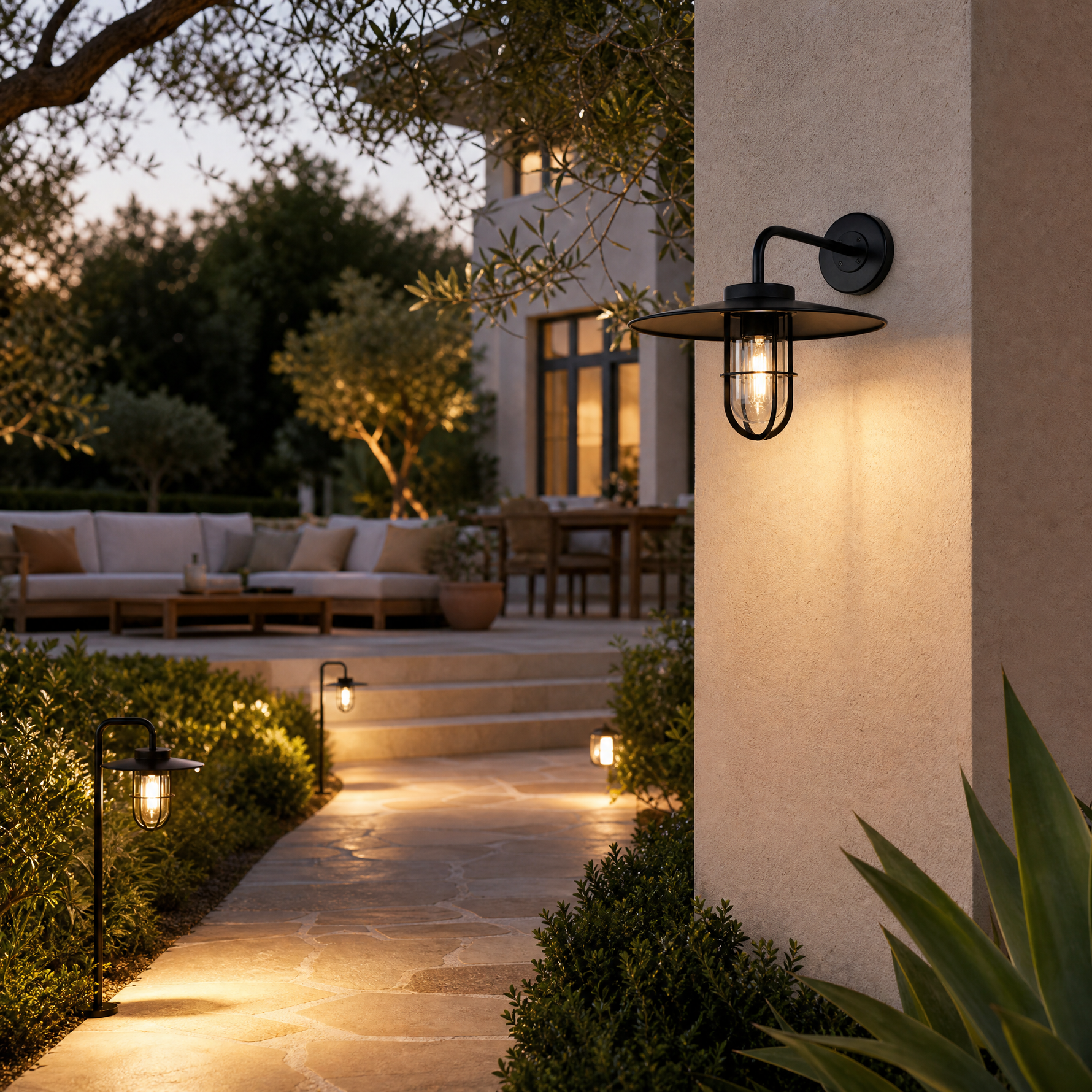 Hat Outdoor Wall Sconce - Matte Black