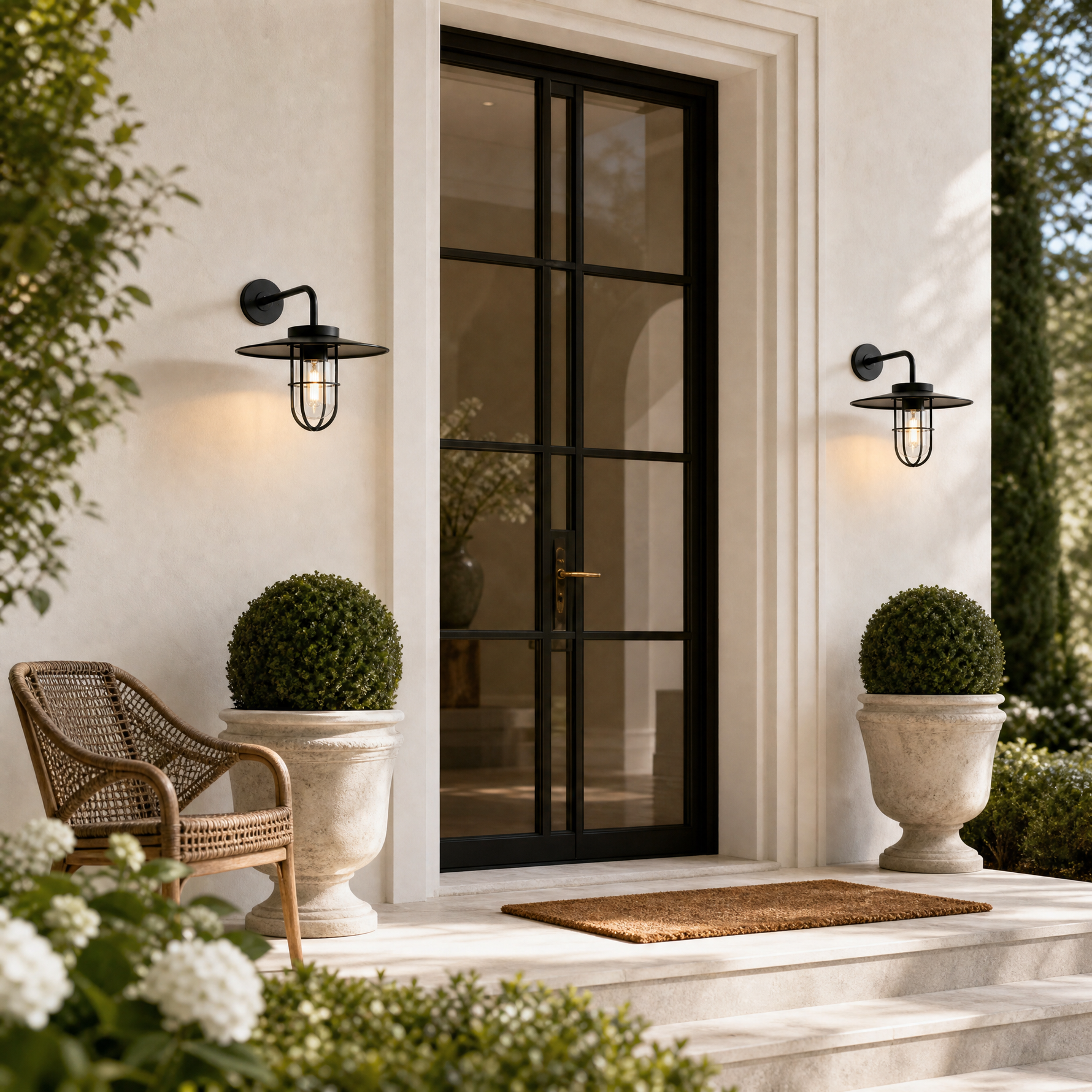 Hat Outdoor Wall Sconce - Matte Black