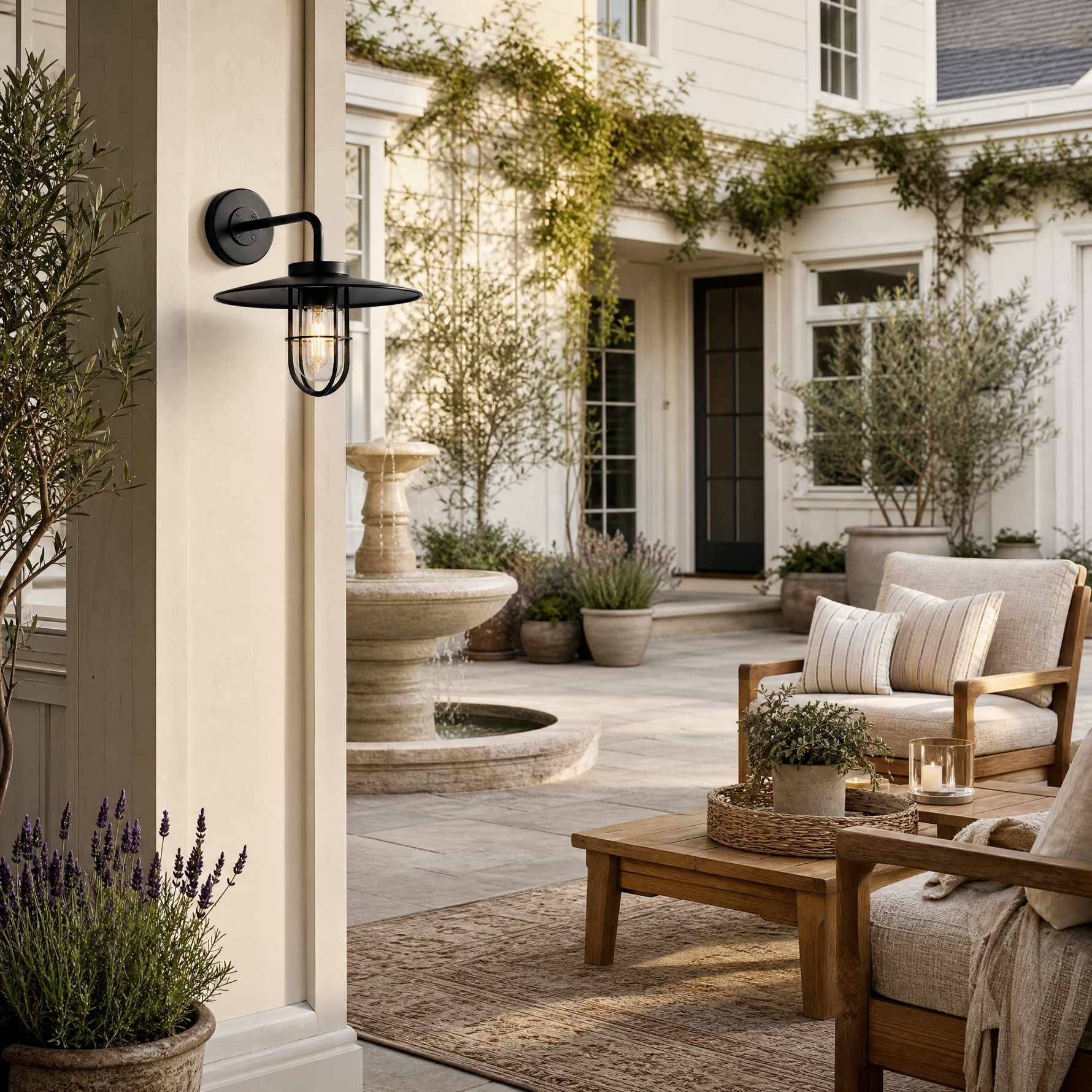 Hat Outdoor Wall Sconce - Matte Black