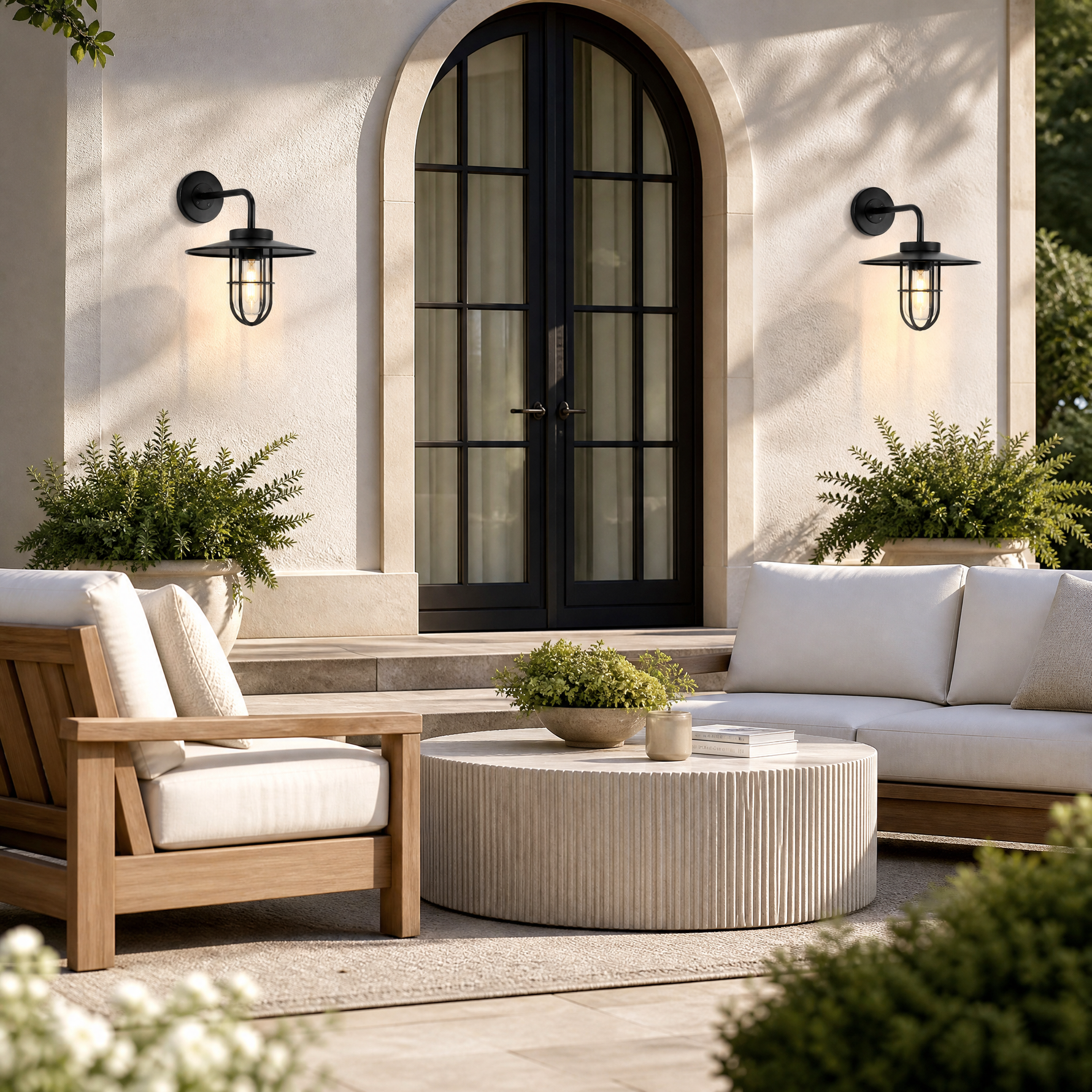 Hat Outdoor Wall Sconce - Matte Black