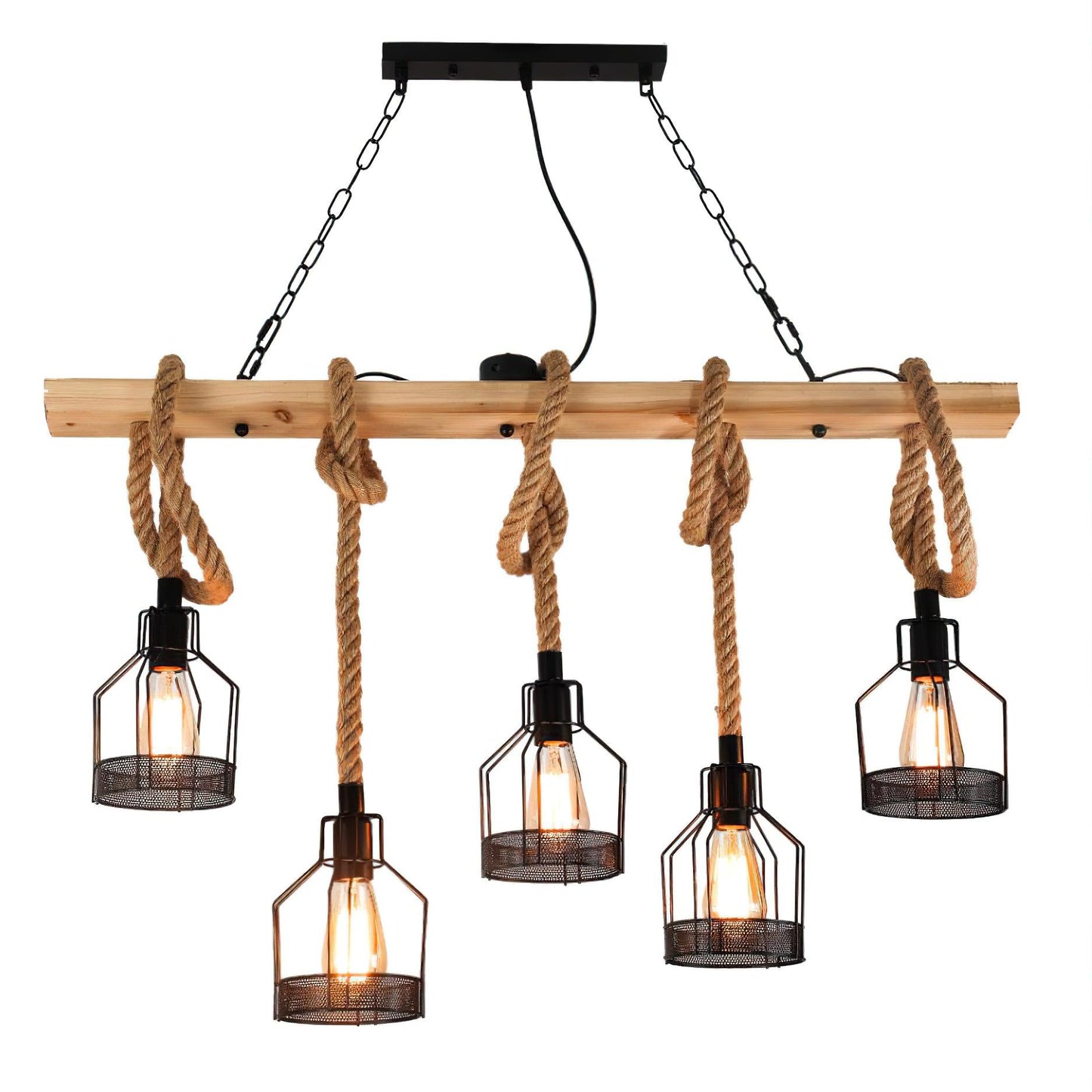 Hemp Rope Industrial Grenade Chandelier - YIOSI