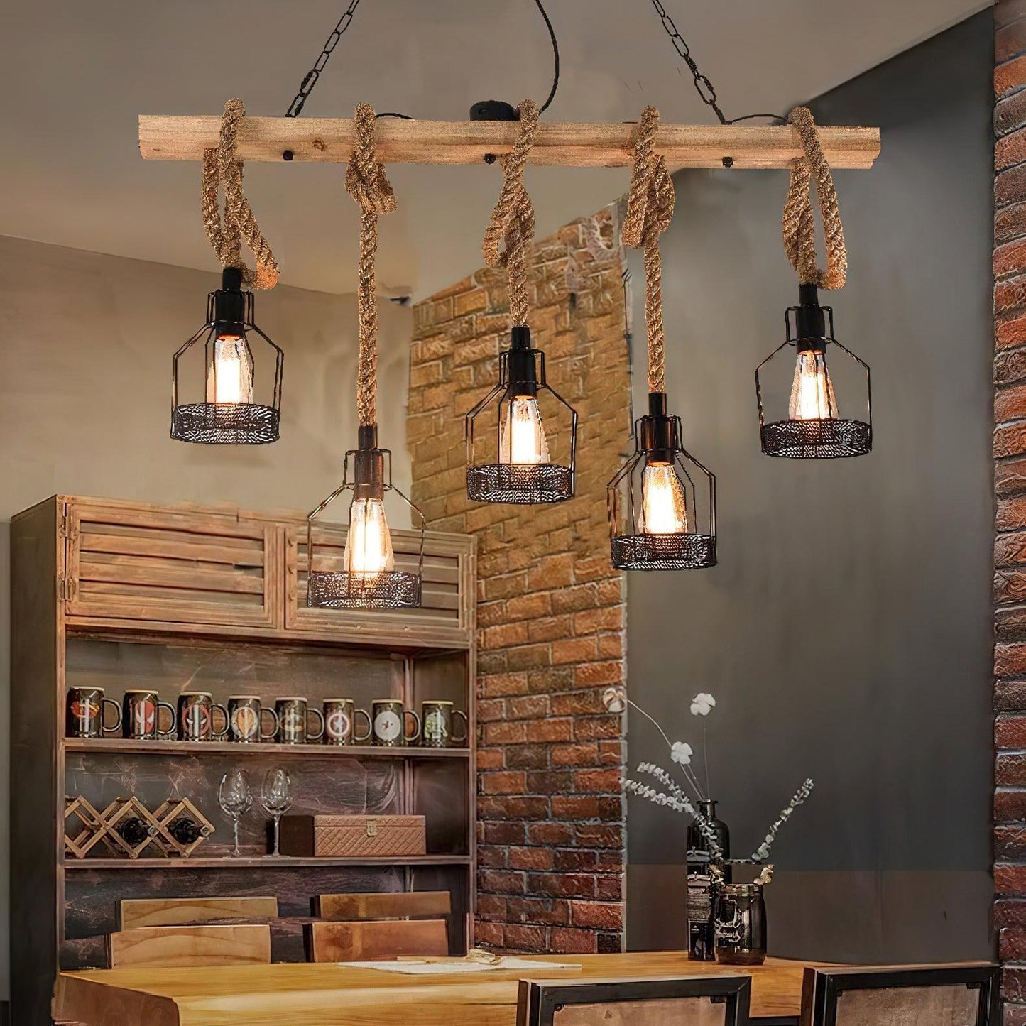 Hemp Rope Industrial Grenade Chandelier - YIOSI