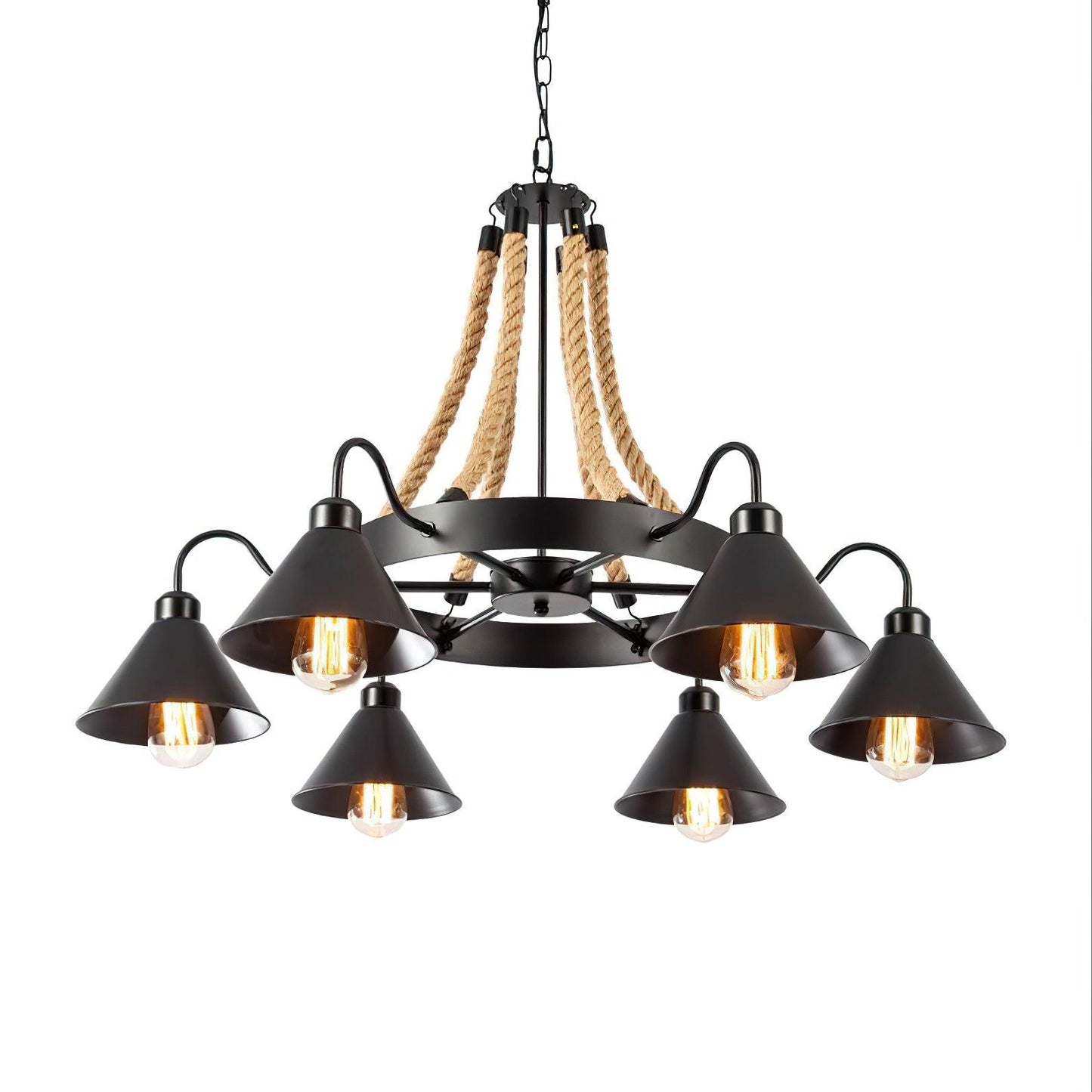 Hemp Rope Industrial Horn Chandelier - YIOSI