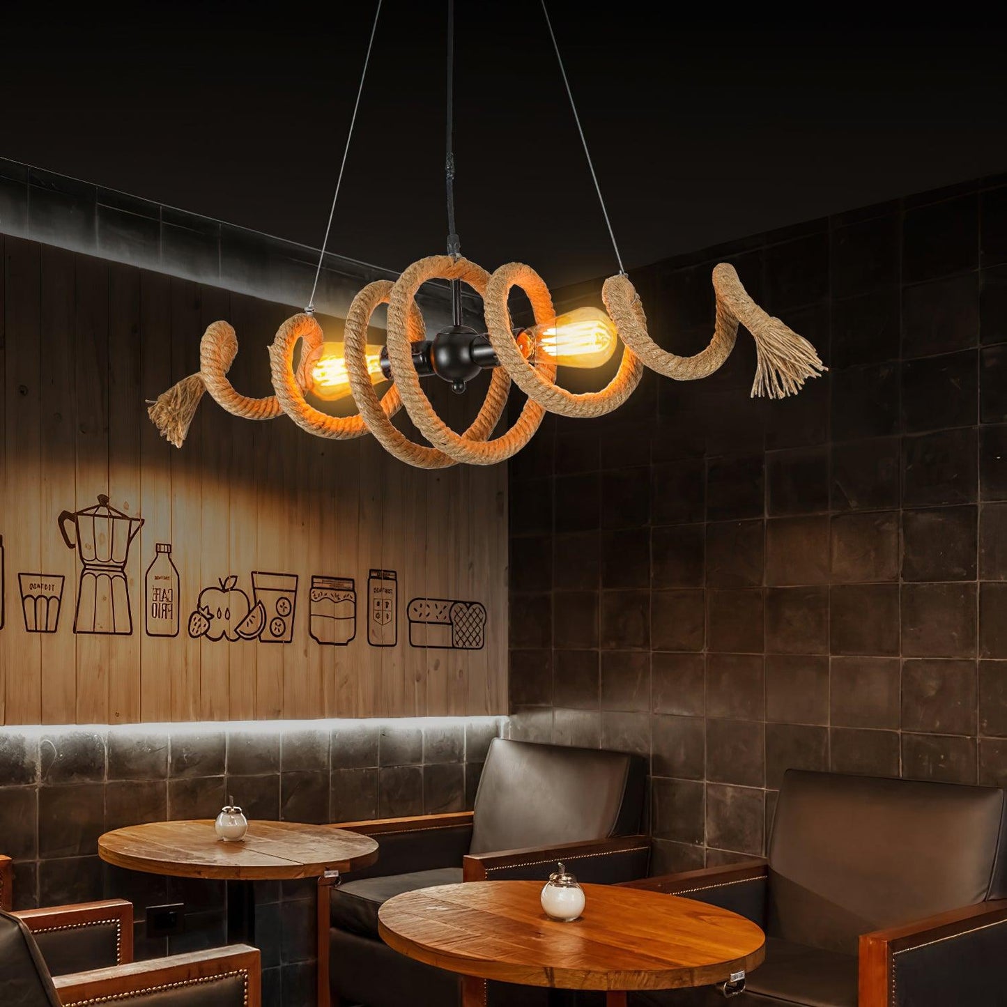 Hemp Rope Industrial Spiral Chandelier - YIOSI