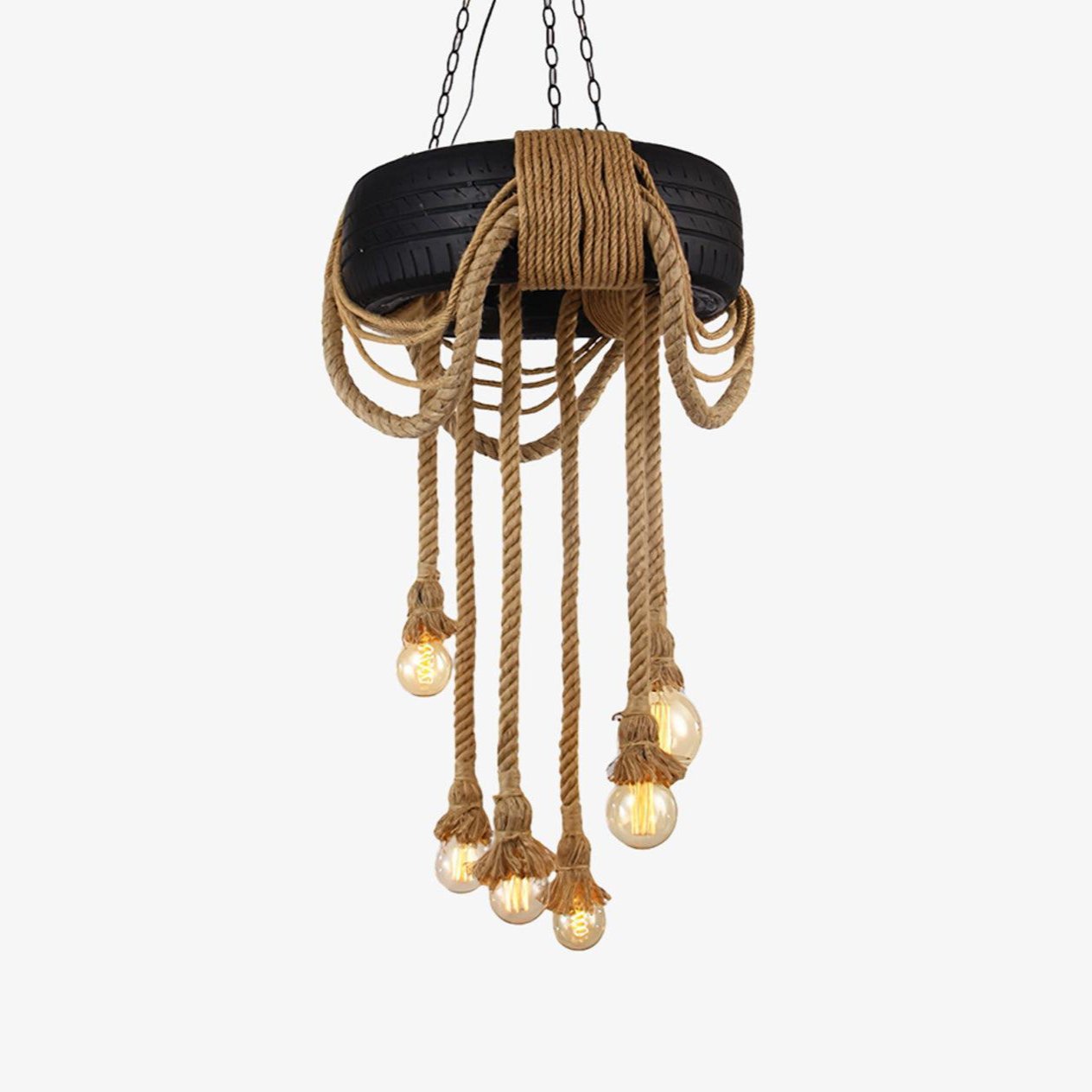 Hemp Rope Industrial Tire Chandelier - YIOSI