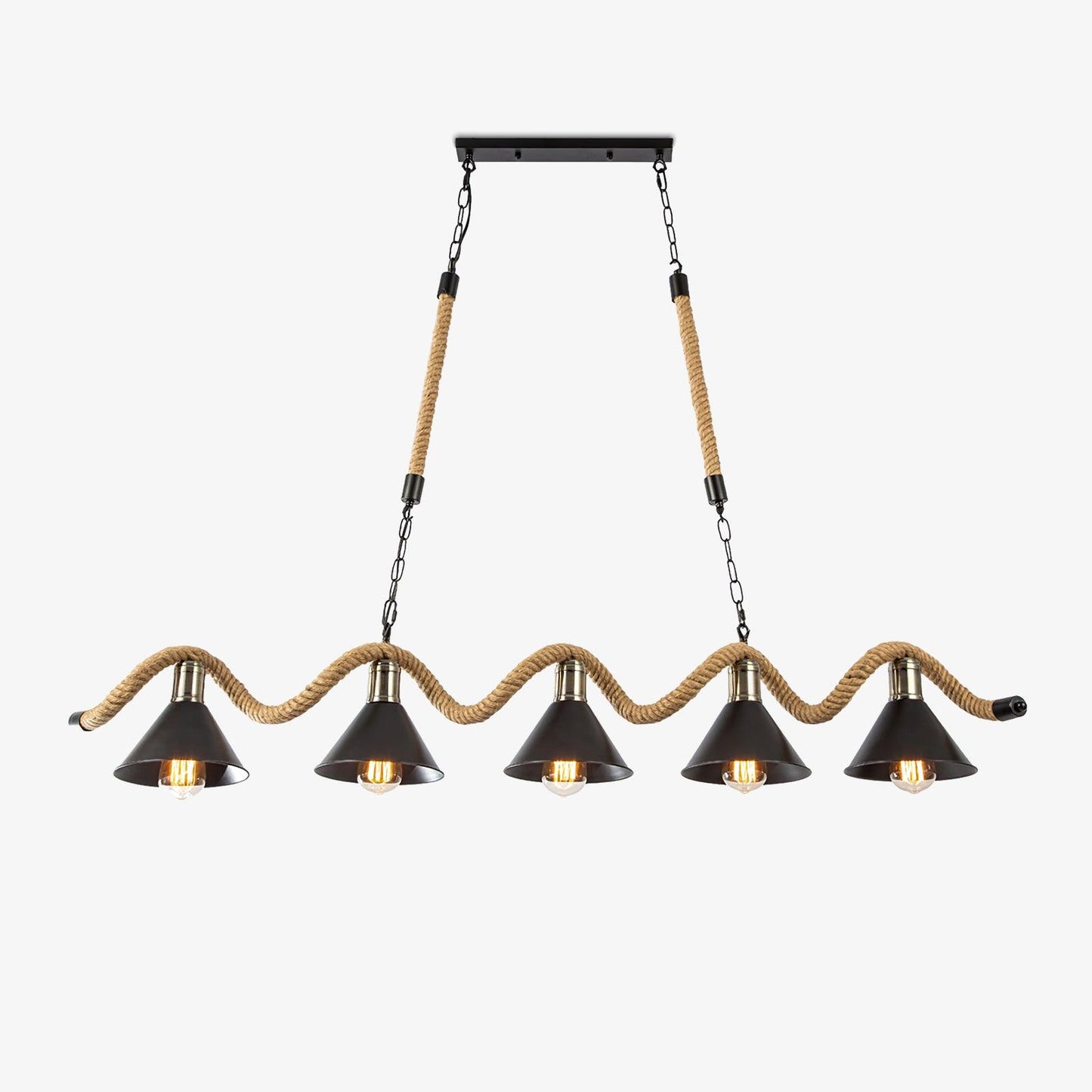 Hemp Rope Industrial Wave Chandelier - YIOSI