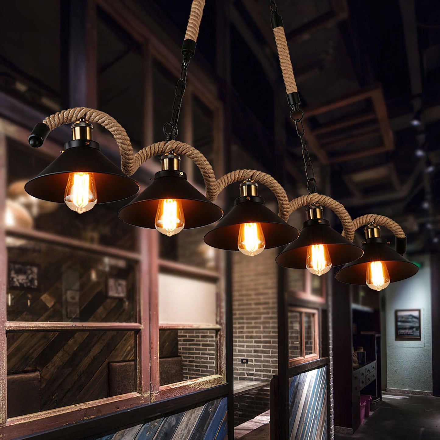 Hemp Rope Industrial Wave Chandelier - YIOSI