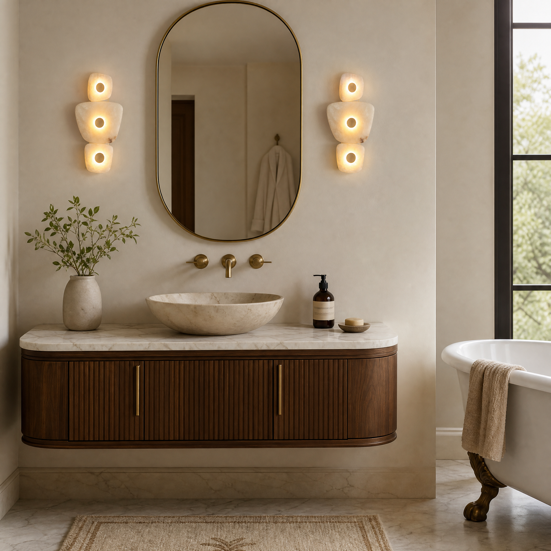 Hollis Alabaster Wall Sconce Light Modern